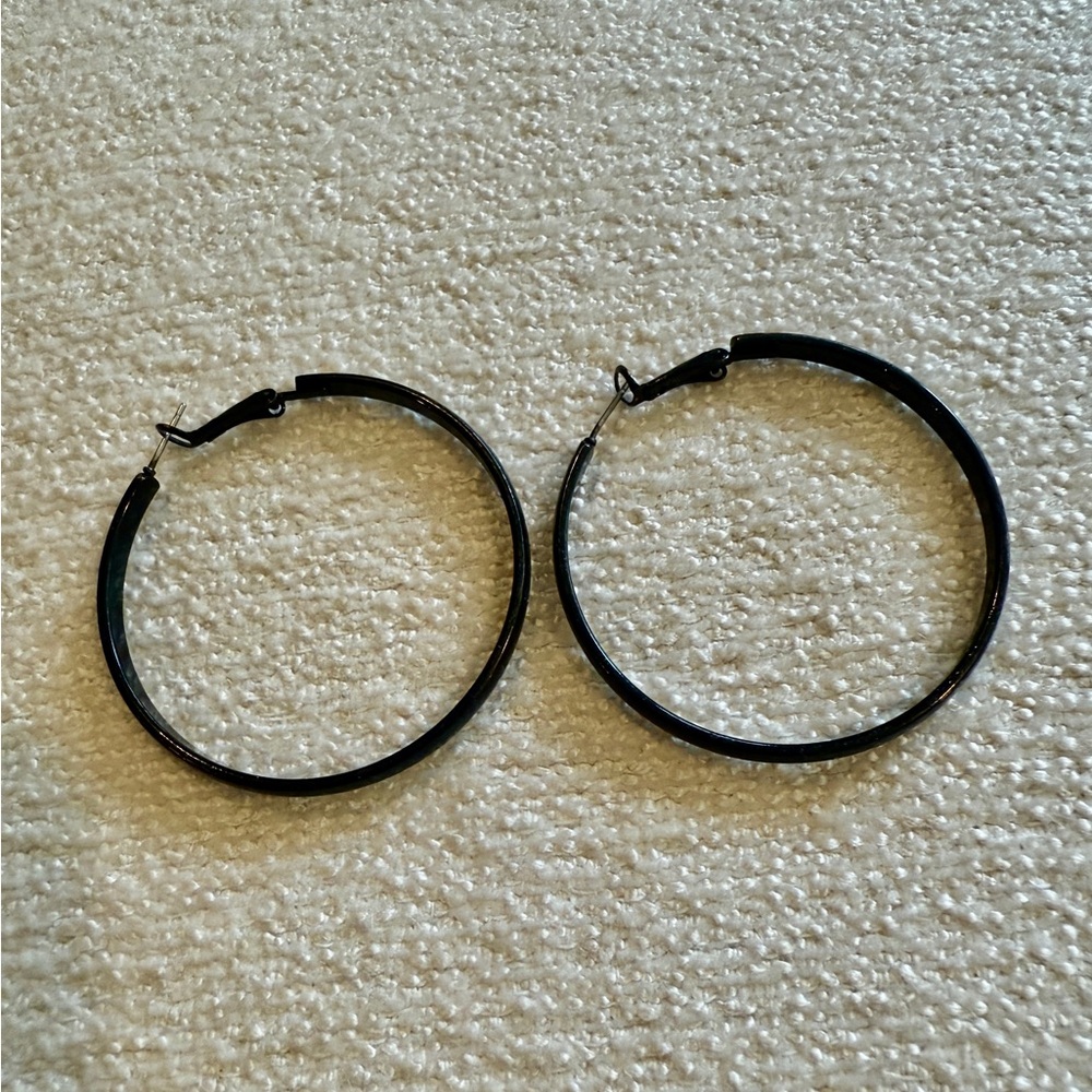 Black Hoop Earrings w/gift bag